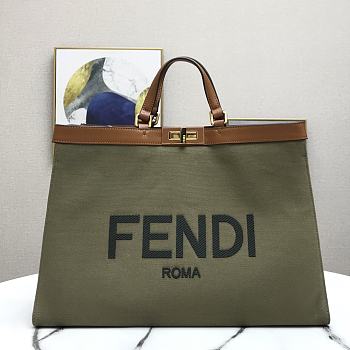 Fendi Peekaboo X-Tote Dark Green Canvas With Twist Lock – 40x12x29 cm