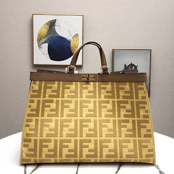 Fendi Peekaboo FF Eembroidered Yellow Canvas With Internal Pockets – #883 – 41x16x29.5 cm 