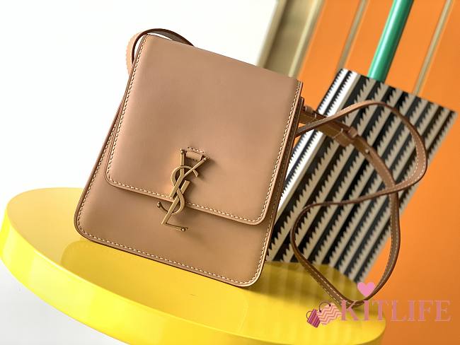 YSL Kaia Vertical Shoulder Calfskin Leather Bag Caramel – 668809 – 16×18x6cm  - 1