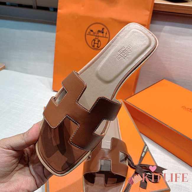 Hermes Oran Sandal Gold Brown - 1
