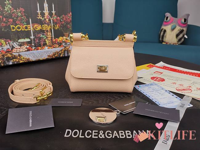 Dolce & Gabbana Dauphine Leather Sicily Bag Pink - 5516 - 16x10x5 cm - 1