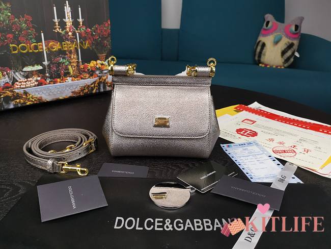 Dolce & Gabbana Dauphine Leather Sicily Bag Silver - 5516 - 16x10x5 cm - 1