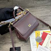 Dolce & Gabbana Dauphine Leather Sicily Bag Burgundy - 5518 – 20x9.5x14 cm - 3