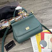 Dolce & Gabbana Dauphine Leather Sicily Bag Green - 5518 – 20x9.5x14 cm - 1