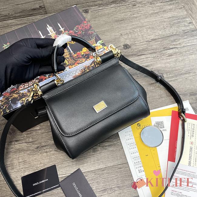 Dolce & Gabbana Dauphine Leather Sicily Bag Black - 5518 – 20x9.5x14 cm - 1
