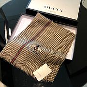 Gucci Houndstooth Bee Scarf Brown – 200x90 cm - 6