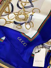 Gucci Square Silk Scarf Blue – 90x90cm cm - 3