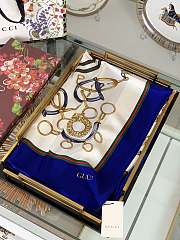 Gucci Square Silk Scarf Blue – 90x90cm cm - 6