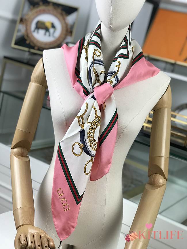 Gucci Square Silk Scarf Pink – 90x90cm cm - 1
