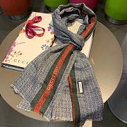 Gucci GG Yarn-Dyed Red Strips Scarf Blue – 70x180 cm - 2
