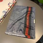 Gucci GG Yarn-Dyed Red Strips Scarf Blue – 70x180 cm - 4
