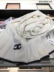 Chanel Cashmere Knitted Long Scarf White – 60x200 cm - 3