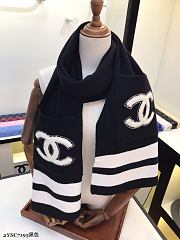 Chanel 100% Wool Fabric Scarf Black – 35x200 cm - 4
