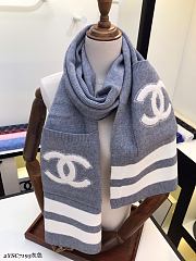 Chanel 100% Wool Fabric Scarf Grey – 35x200 cm - 1