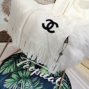 Chanel Bohemian Style With Stripe Knitting Scarf White  – 180x65 cm - 6