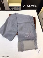 Chanel Embroidered Silk And Wool Scarf Grey  – 2YSC7179 - 75×200 cm - 2