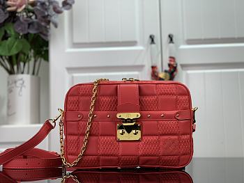 Louis Vuitton Troca Damier Quilted Sheepskin S-Lock Locks Handbag Red  – M59116 – 22 x 15 x 6 cm