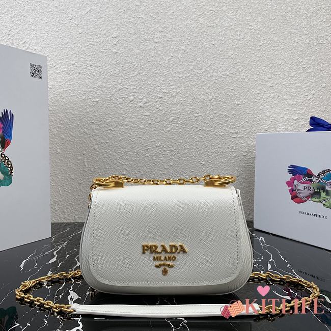 Prada Saffiano Leather Shoulder Bag White – 1BD275 – 22x14x6.5 cm - 1