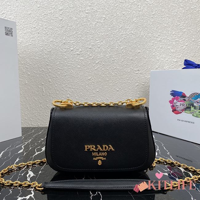 Prada Saffiano Leather Shoulder Bag Black – 1BD275 – 22x14x6.5 cm - 1