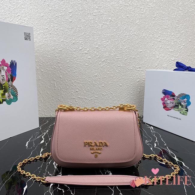Prada Saffiano Leather Shoulder Bag Pink – 1BD275 – 22x14x6.5 cm - 1