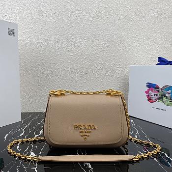 Prada Saffiano Leather Shoulder Bag Beige – 1BD275 – 22x14x6.5 cm