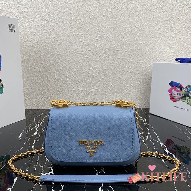 Prada Saffiano Leather Shoulder Bag Blue – 1BD275 – 22x14x6.5 cm - 1