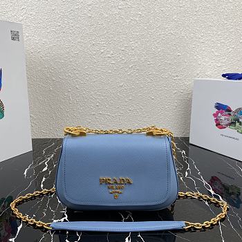 Prada Saffiano Leather Shoulder Bag Blue – 1BD275 – 22x14x6.5 cm