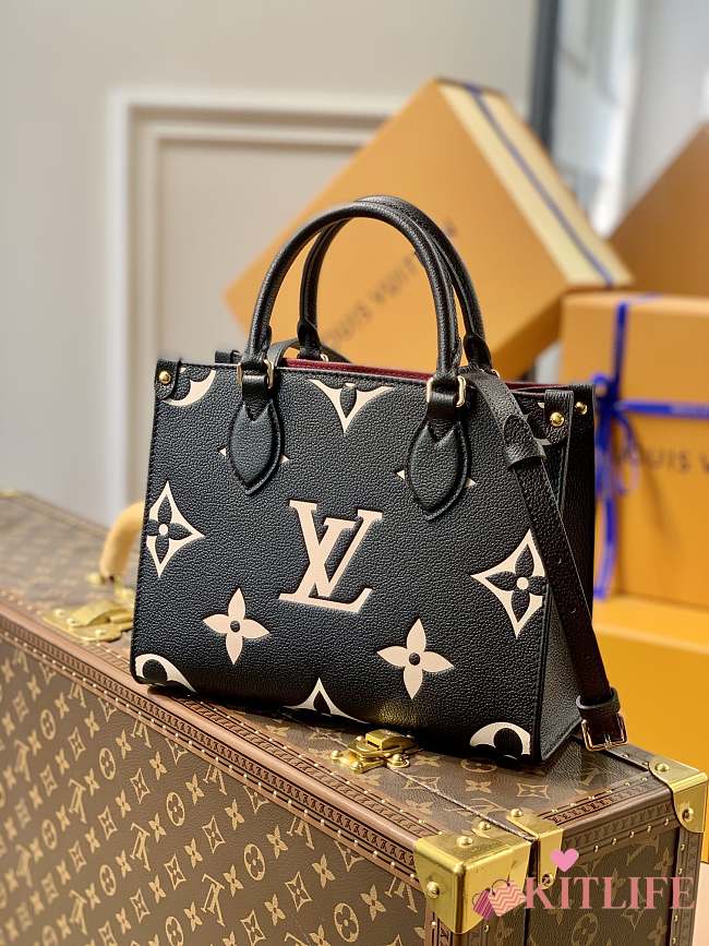 Louis Vuitton Onthego Bicolour Empreinte Monogram Black/Beige Tote Bag – M45659 – 25x19x11.5cm - 1