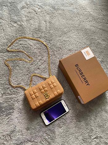 Burberry Lola Lambskin Chain Strap Bag Deep Beige – 17 x 3.5 x 10 cm