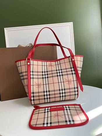 Burberry Vintage Classic Shopping Bag Red – 8883 -  27x26 cm