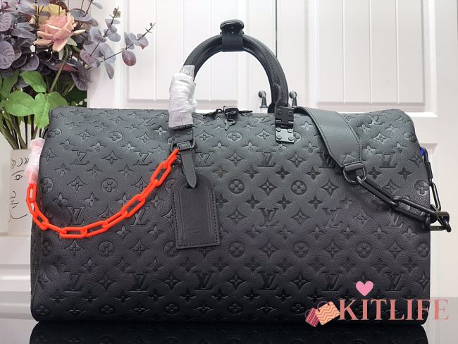 Louis Vuitton KEEPALL Embossed Travel Bag Black - M44470 – 50 x 29 x 22 cm - 1
