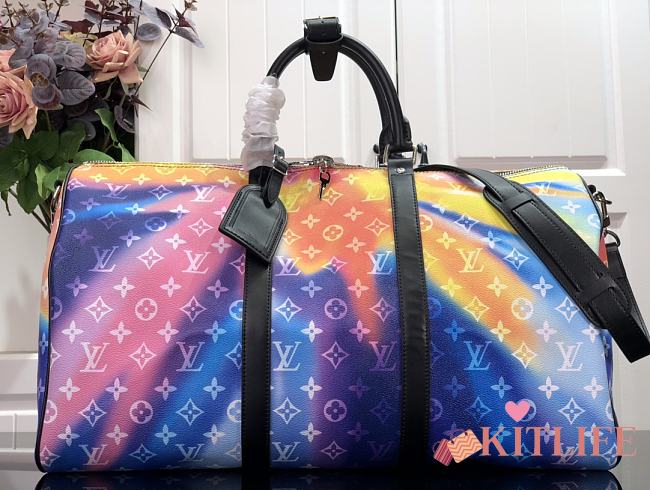 Louis Vuitton Keepall 50 BANDOULIÈRE Soft Monogram Aurora Pattern Travel Bag - M45758 – 50 x 29 x 23 cm - 1