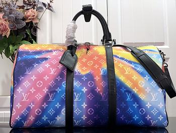 Louis Vuitton Keepall 50 BANDOULIÈRE Soft Monogram Aurora Pattern Travel Bag - M45758 – 50 x 29 x 23 cm