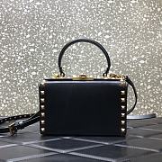 Valentino Garavani Rockstud Alcove Grained Calfskin Black Box Bag – 0052# – 19x12x8cm - 1