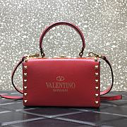 Valentino Garavani Rockstud Alcove Grained Calfskin Red Box Bag – 0052# – 19x12x8cm - 4