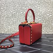 Valentino Garavani Rockstud Alcove Grained Calfskin Red Box Bag – 0052# – 19x12x8cm - 5