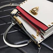 Valentino Garavani Rockstud Alcove Small Grained Calfskin Handbag Embellished Leather Pendant White – 0046# – 22x17x9cm - 6