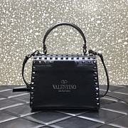 Valentino Garavani Rockstud Alcove All-Over Silver Gun Rivet Grained Calfskin Handbag – 0048B# – 22x17x9cm - 3