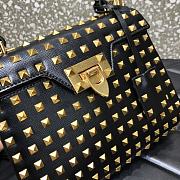 Valentino Garavani Rockstud Alcove All-Over Gold Gun Rivet Grained Calfskin Handbag – 0048B# – 22x17x9cm - 4
