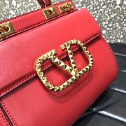 Valentino Rockstud Alcove Handbag In Grainy Calfskin Red – 0041# – 23x20x6 cm - 3