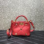 Valentino Roman Stud The Handle Bag 520 In Nappa Red – 1199# – 20×9×15 cm - 1