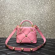 Valentino Roman Stud The Handle Bag 520 In Nappa Pink – 1199# – 20×9×15 cm - 5
