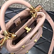 Valentino Roman Stud The Handle Bag 520 In Nappa Rose Cannelle – 1199# – 20×9×15 cm - 2