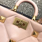Valentino Roman Stud The Handle Bag 520 In Nappa Rose Cannelle – 1199# – 20×9×15 cm - 3