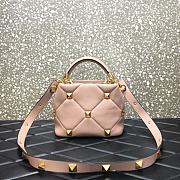 Valentino Roman Stud The Handle Bag 520 In Nappa Rose Cannelle – 1199# – 20×9×15 cm - 5