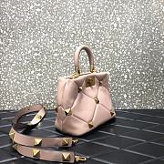 Valentino Roman Stud The Handle Bag 520 In Nappa Rose Cannelle – 1199# – 20×9×15 cm - 6