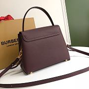 Burberry Durable Full-Grain Leather Handbag Burgundy - 6181 - 26 x 12 x 21cm - 3