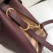 Burberry Durable Full-Grain Leather Handbag Burgundy - 6181 - 26 x 12 x 21cm - 4