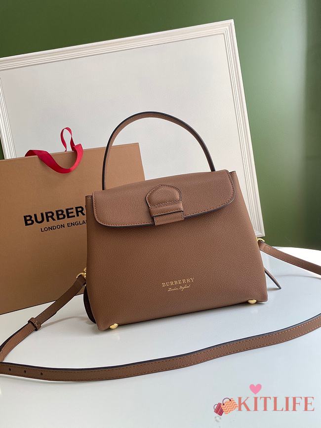 Burberry Durable Full-Grain Leather Handbag Brown - 6181 - 26 x 12 x 21cm - 1