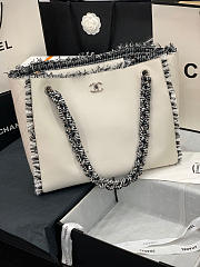 Chanel Shopping Bag Woven Chain With Shoulder Strap Cowhide White - AS8485 – 38x31x10 cm - 6